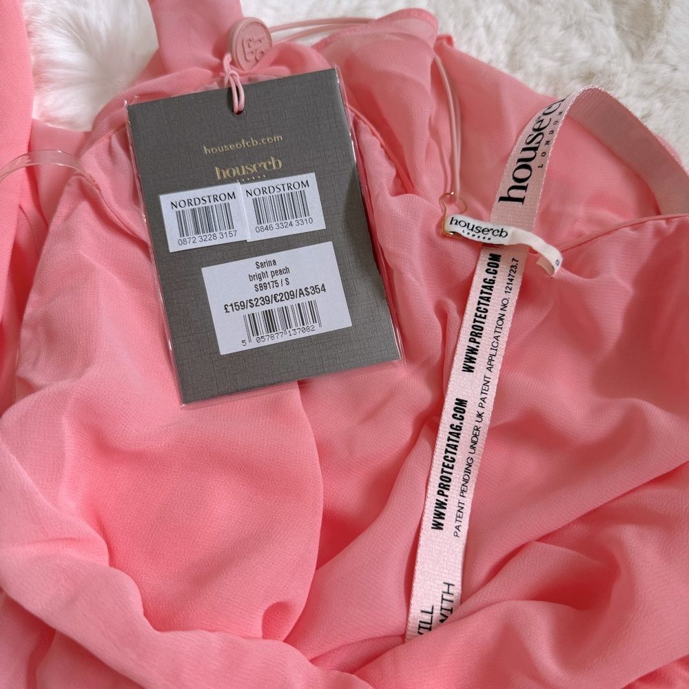 House of CB Sarina Ruffle Strapless Maxi Dress S - peach / pink - Picture 7 of 7